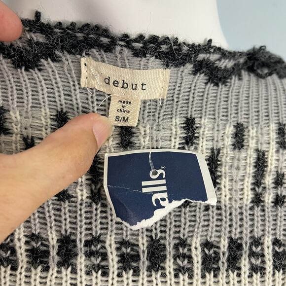 Debut Aztec Southwestern Fringe Sweater Poncho Open Front Cardigan S/M Boho - Picture 11 of 12